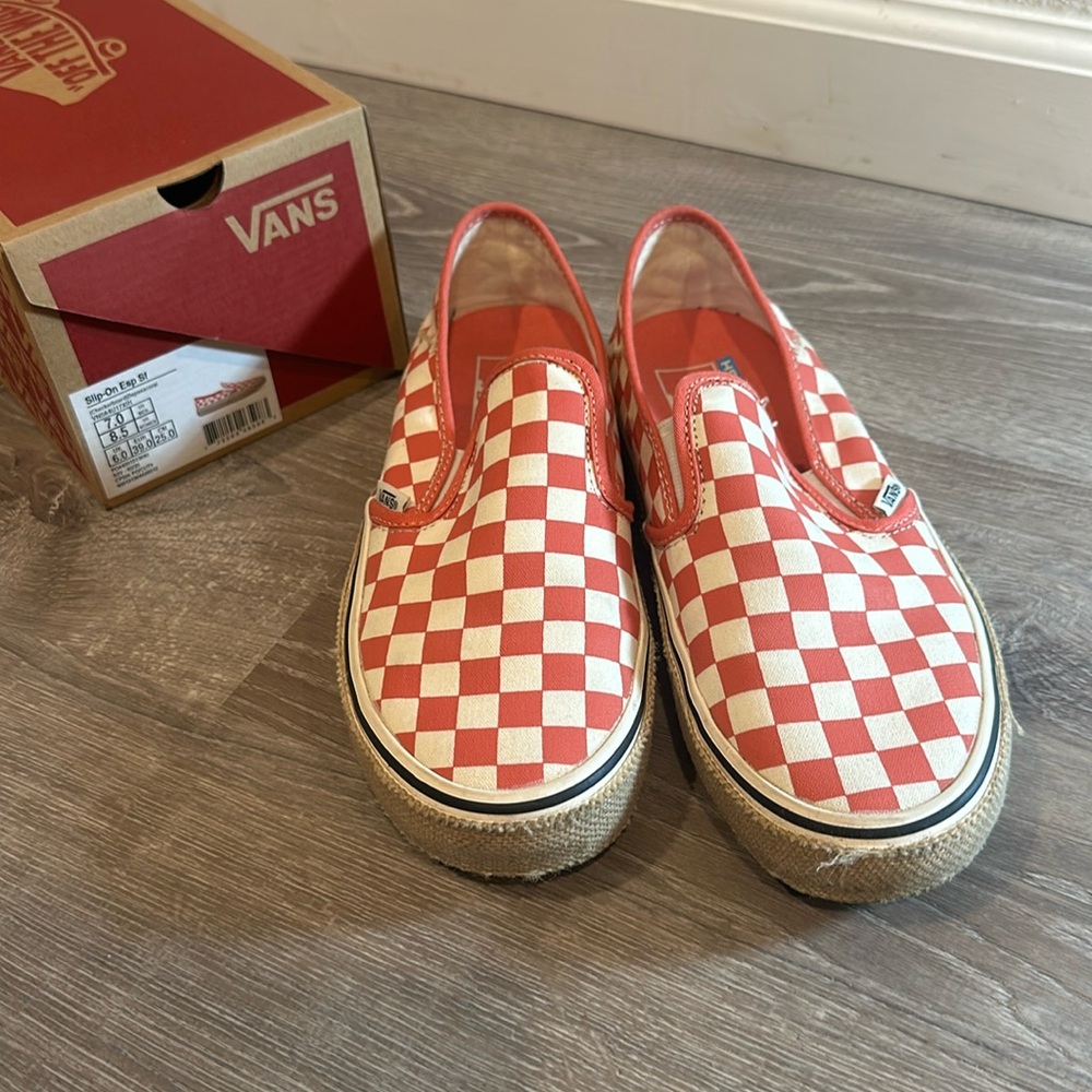 Vans Checkerboard Espadrille Pink and White